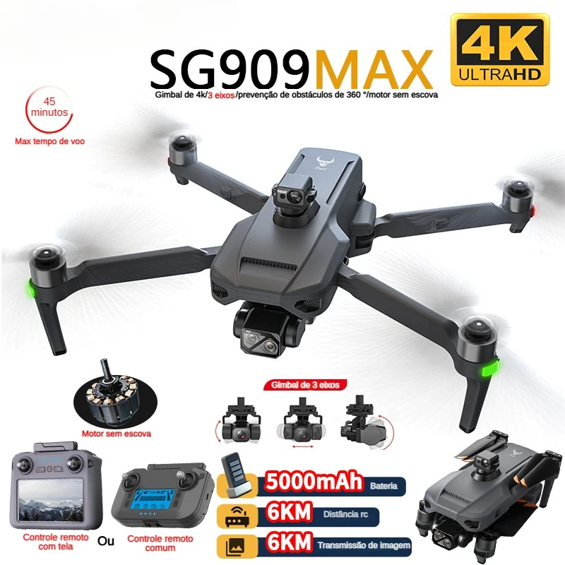 Drone Kit Professional - プロのドローン,4kカメラ,3軸ジンバル,5g,ZLL-SG909障害物回避,タッチスクリーン,fpv,ブラシレス,rc,zll,360